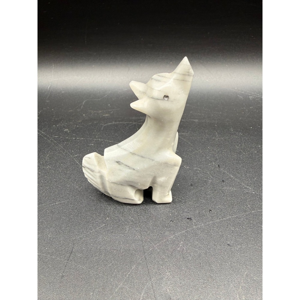Carved Stone Howling Wolf Handcarved Fetish Figurine Animal Totem Lodge Decor‎